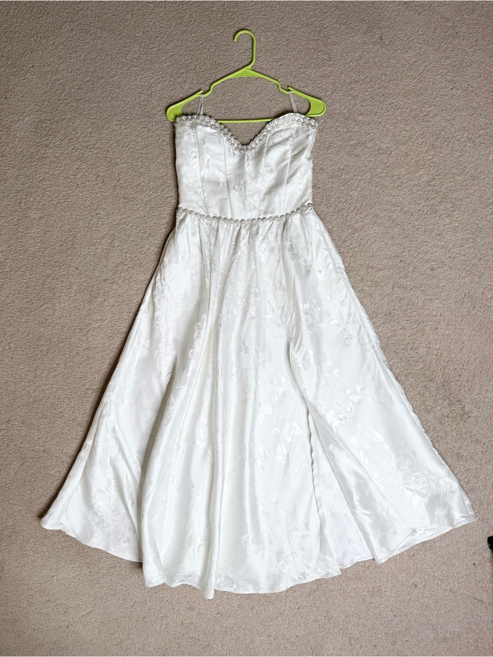 V. Chapman White Strapless Sweetheart Midi Dress with Thigh Slit - Picture 6 of 10